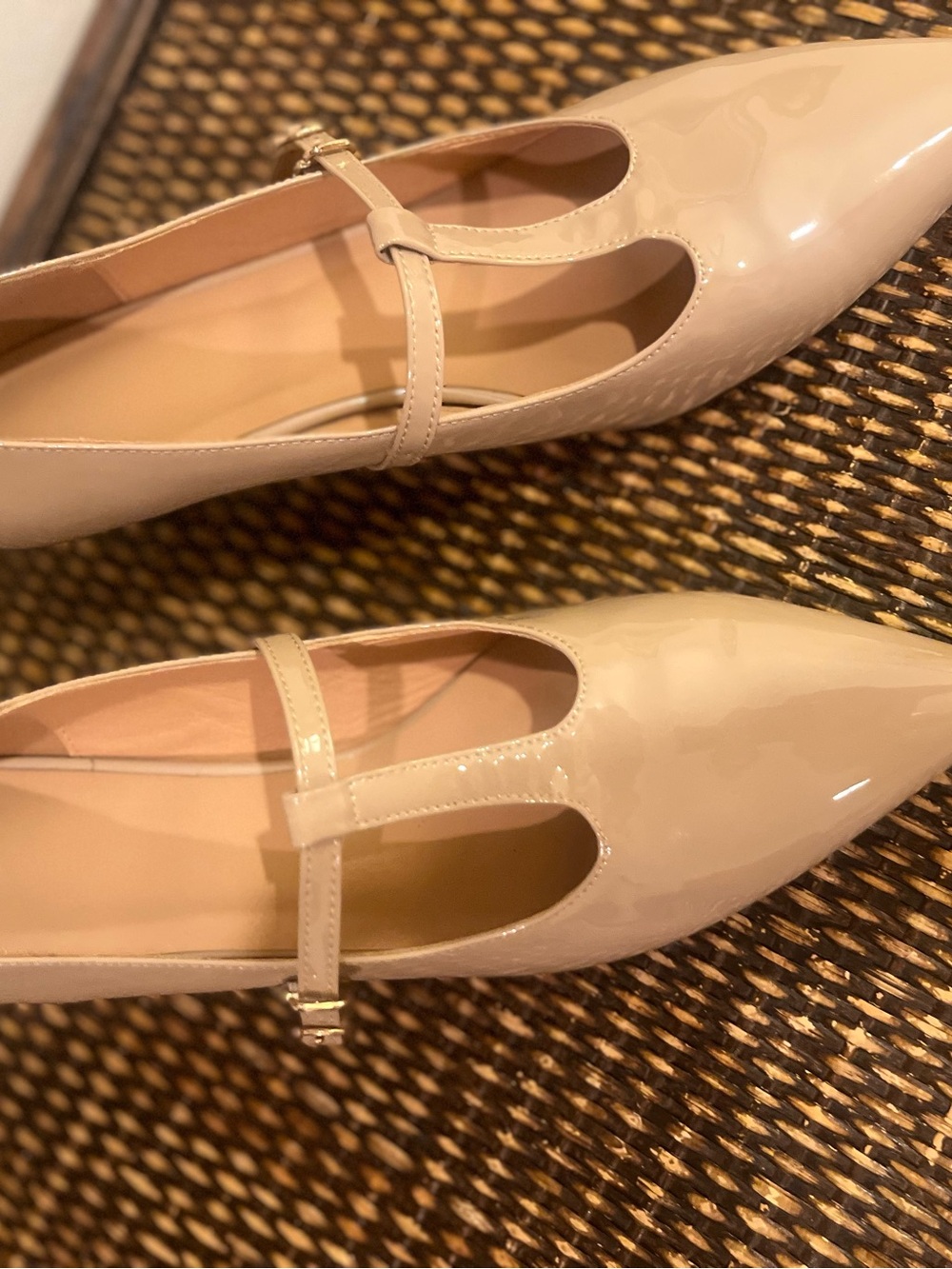 Patent Mary Jane Flats in Nude